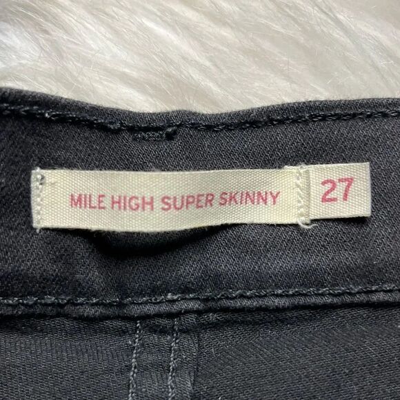 Levis Mile High Super Skinny Distressed Jeans Black Size 27 - Picture 6 of 6